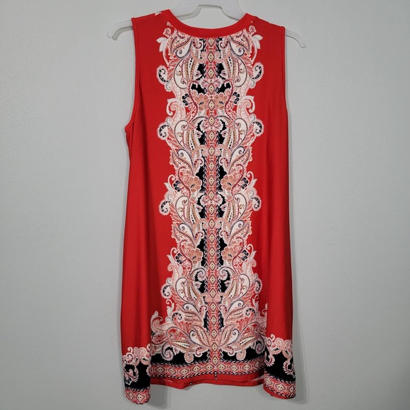 L APT 9 Red dress blue floral paisley gown EE - Picture 2 of 9